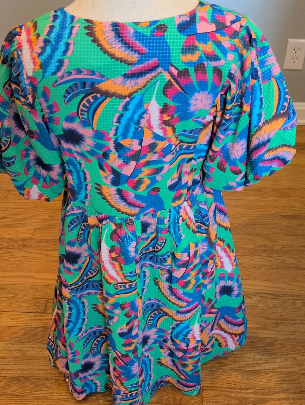 NEW Jodifl Baby Doll Dress Bird Print Women's Small - Picture 5 of 9
